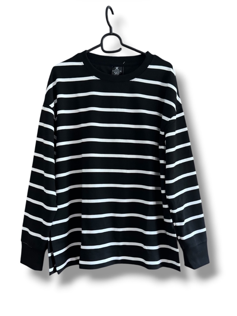 Danskin Black & White Striped Long Sleeve Tee